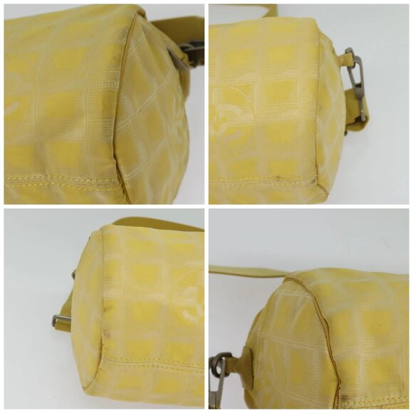 CHANEL New Travel Shoulder Bag Nylon Yellow Silver CC Auth - Picture 15 of 15